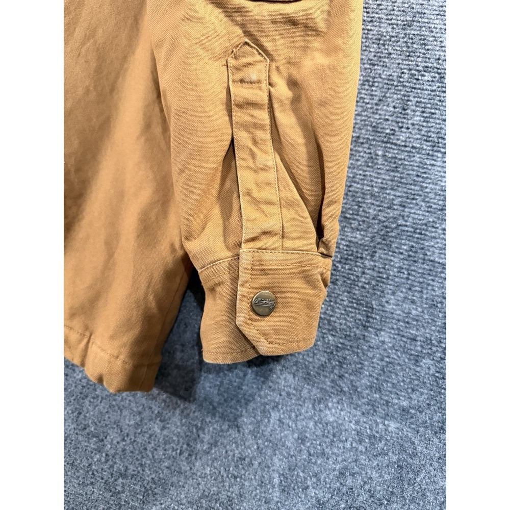 Dickies Duck Canvas Work Shirt Jacket Shacket Mens L Brown Quilted Lined Hunting - Picture 12 of 16